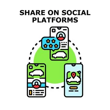 Sharing services and feedback on online platforms Stock Illustration