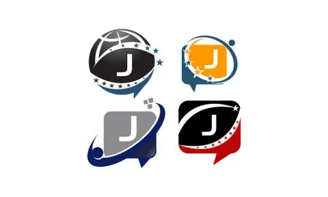 Sharing Solutions J Template Set Stock Illustration