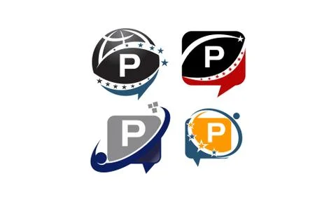 Sharing Solutions P Template Set Stock Illustration
