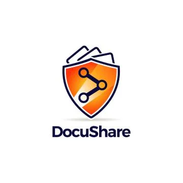 Sharing Symbol With Orange Guard Shield Logo Stock Illustration