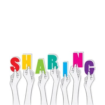 Sharing text hold in hand design Stock Illustration