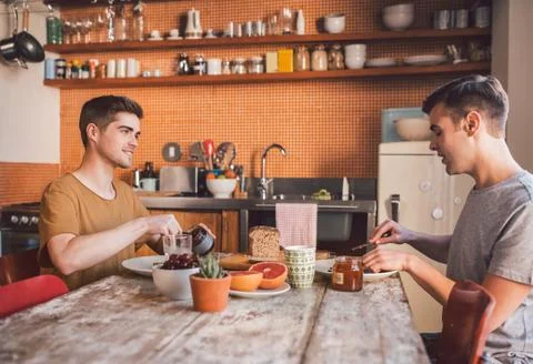 Sharing time together over breakfast Stock Photos