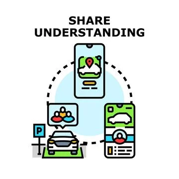 Sharing transportation using digital app technology Stock Illustration