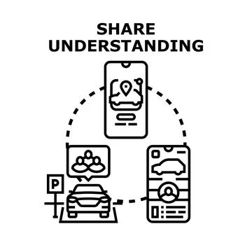 Sharing transportation using digital app technology Stock Illustration