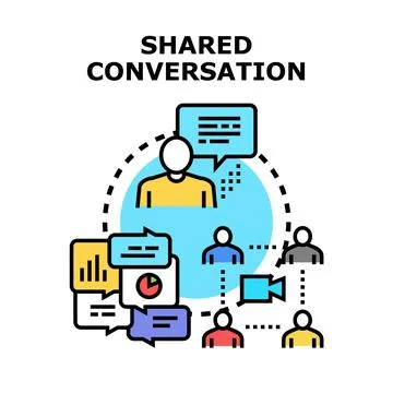 Sharing virtual conversation and business information exchange Stock Illustration