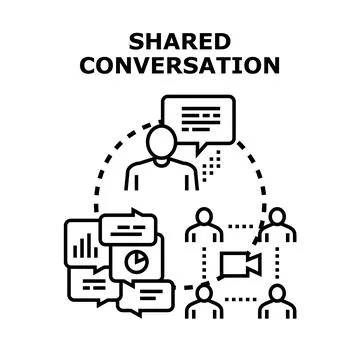 Sharing virtual conversation and business information exchange Stock Illustration