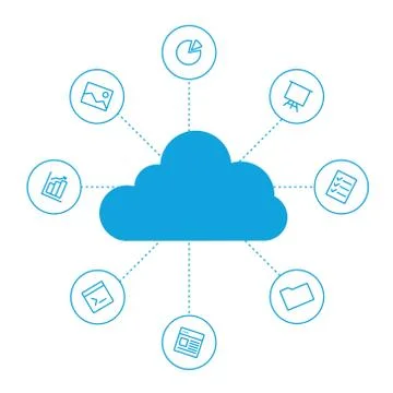 Sharing of working files and reference materials among the employees project Stock Illustration