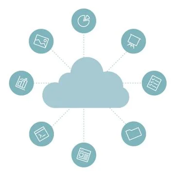 Sharing of working files and reference materials among the employees project Stock Illustration