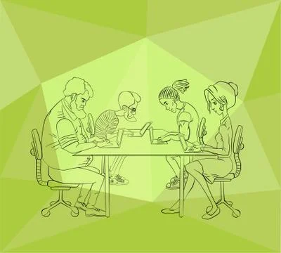 Sharing of working files and reference materials Stock Illustration