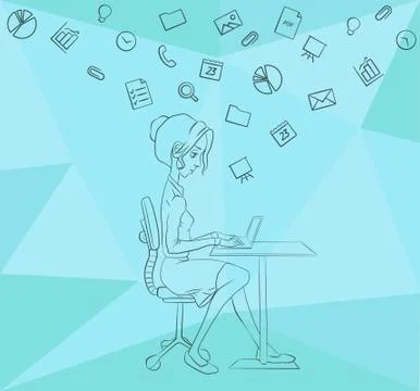 Sharing of working files and reference materials Stock Illustration