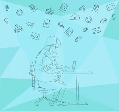 Sharing of working files and reference materials Stock Illustration