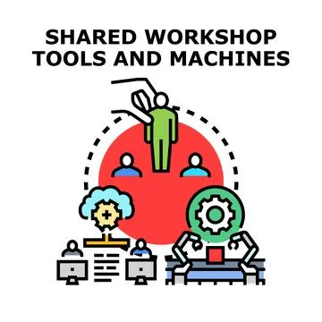 Sharing workshop tools and networked digital manufacturing Stock Illustration