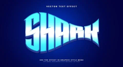Shark 3d editable text effect template Stock Illustration