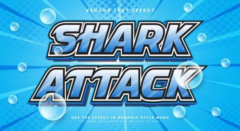 Shark attack 3d editable text effect Stock Illustration
