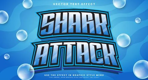 Shark Attack editable text effect template Stock Illustration