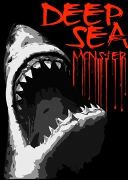 Shark attack poster graphic design Stock Illustration