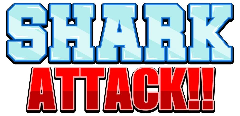 Shark attack Text design on white background Stock Illustration