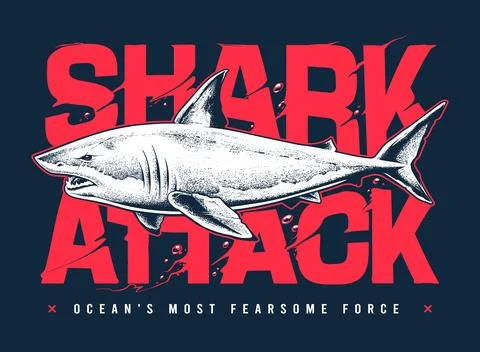 Shark Attack Typographic Vector Art Stock Illustration