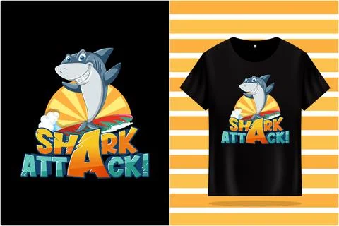 Shark Attack Vector T-Shirt Design Stock Illustration
