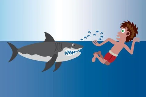 Shark Beach Stock Illustration