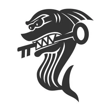 Shark bite key Icon Illustration Brand Identity 스톡 일러스트
