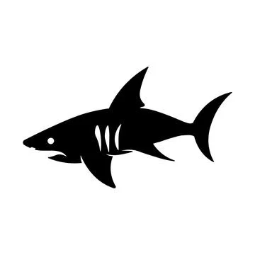 Shark black vector icon on white background Illustrazione stock