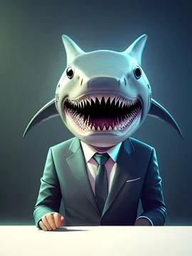 Shark Businessman. 3D Render Illustrazione stock