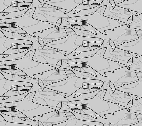 Shark cartoon pattern seamless. Sea predator background. Big fish monster tex Stock Illustration