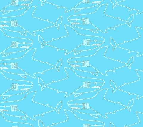 Shark cartoon pattern seamless. Sea predator background. Big fish monster tex Stock Illustration