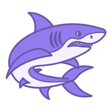 Shark Color Icon. Vector Illustration. Mammal, Fish. Dangerous Shark with T.. Stock Illustration