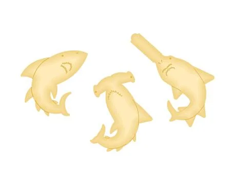 Shark cracker shape set. fish shaped cookies Stock Illustration