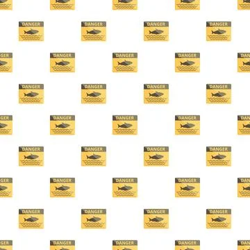 Shark danger warning sign repeating pattern background Stock Illustration