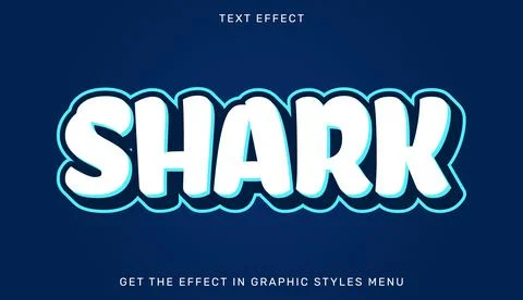 Shark editable text effect with 3d style Stock Illustration
