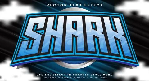 Shark editable text effect template Stock Illustration