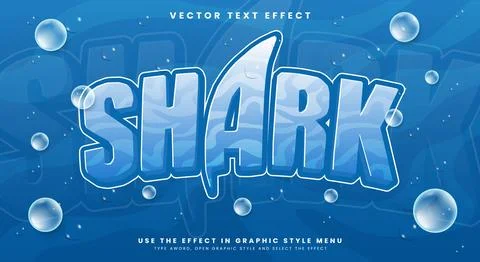 Shark editable text effect template Stock Illustration