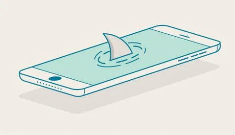 Shark fin above Smartphone Stock Illustration