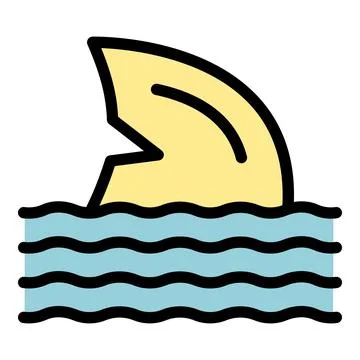Shark fin emerging from water surface icon illustration Stock Illustration