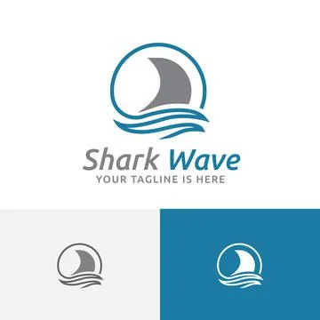 Shark Fin Fish Wave Ocean Wildlife Circle Logo Stock Illustration