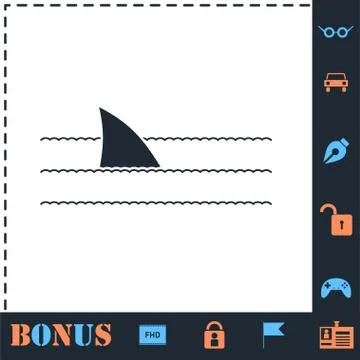 Shark Fin icon flat Stock Illustration