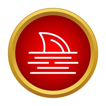 Shark fin icon indicating danger warning on water Ilustración de archivo