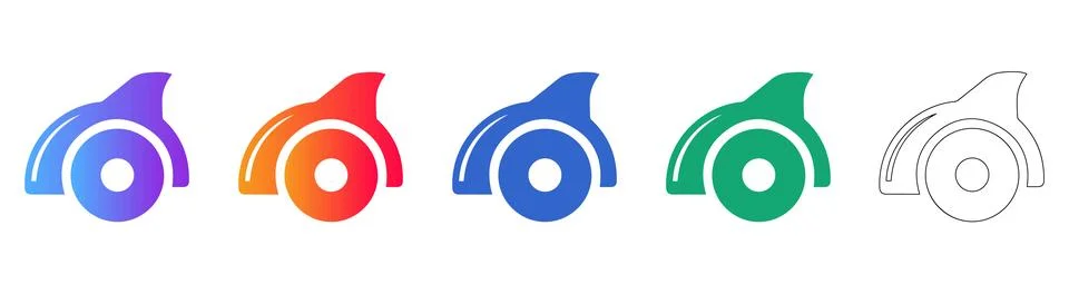 Shark Fin Inspired Digital Tech Icons Stock Illustration