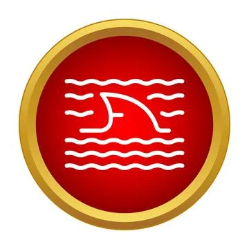 Shark fin warning sign in red circle Stock Illustration