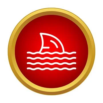 Shark fin warning sign in red circle Stock Illustration
