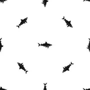 Shark fish pattern seamless black 스톡 일러스트