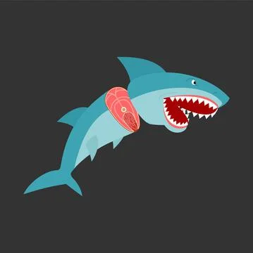 Shark fish slice isolated. Vector illustration Shark meat Illustrazione stock