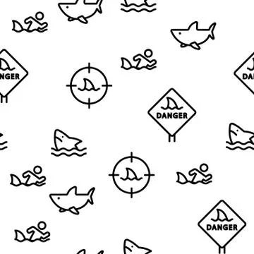 Shark Fish Vector Seamless Pattern Illustrazione stock