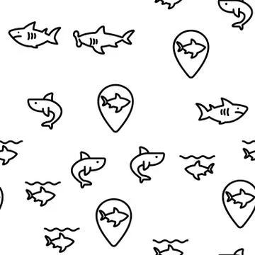 Shark Fish Vector Seamless Pattern Stock Illustration
