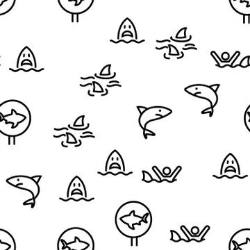 Shark Fish Vector Seamless Pattern Illustrazione stock