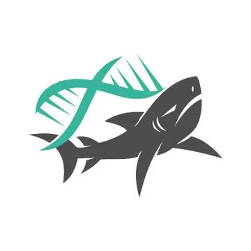 Shark Genetic logo design vector isolated Concept template Stockillustratie