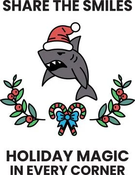 A shark with a hat on its head and a bow on its tail Stock Illustration